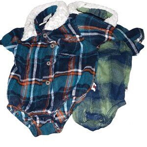 Plaid Kids Bodysuit Set – Blue & Green, Size 3/6 Months, Adorable & Comfy